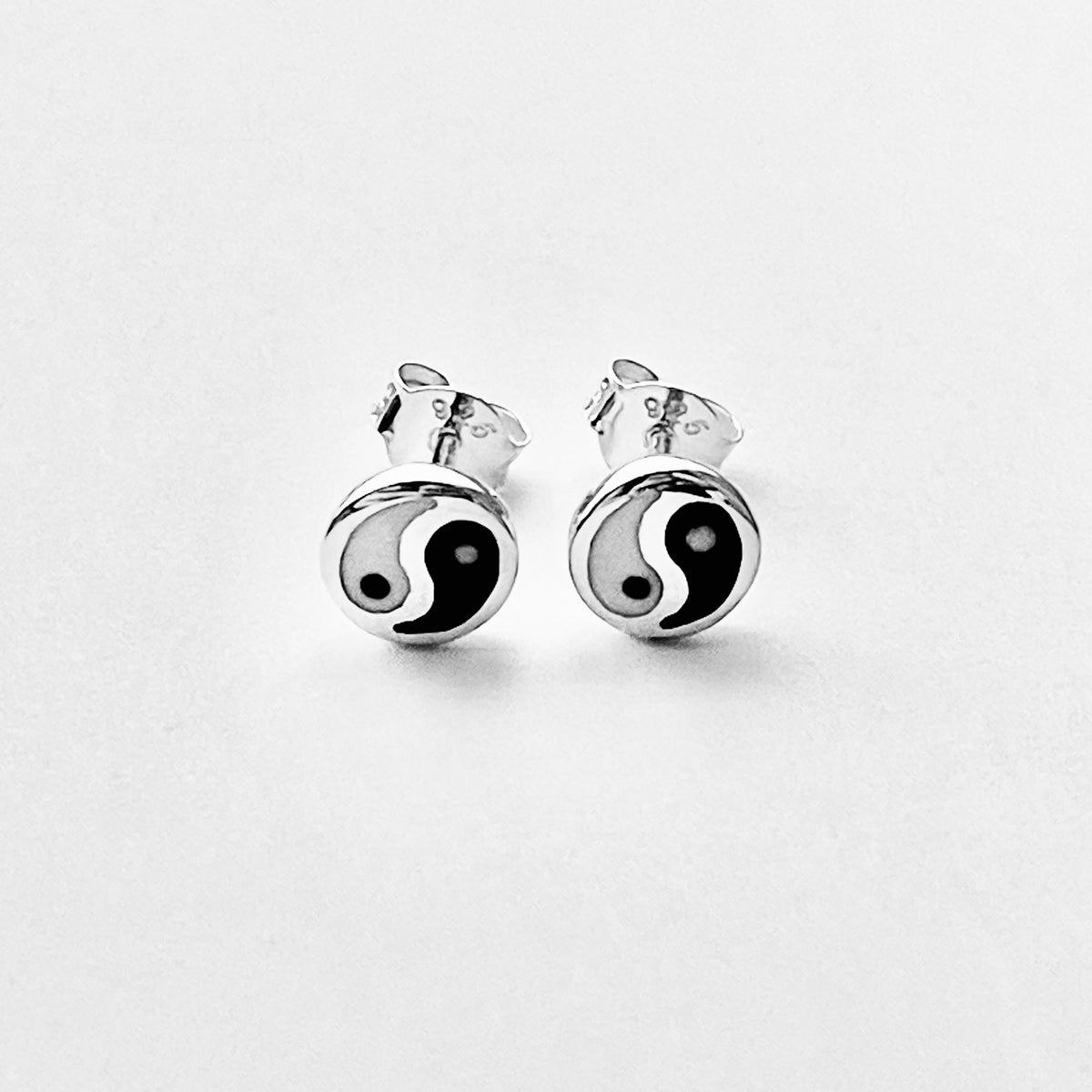 925 Sterling Silver Small Yin and Yang Stud Earrings | Dainty Zen Yoga Silver Earring