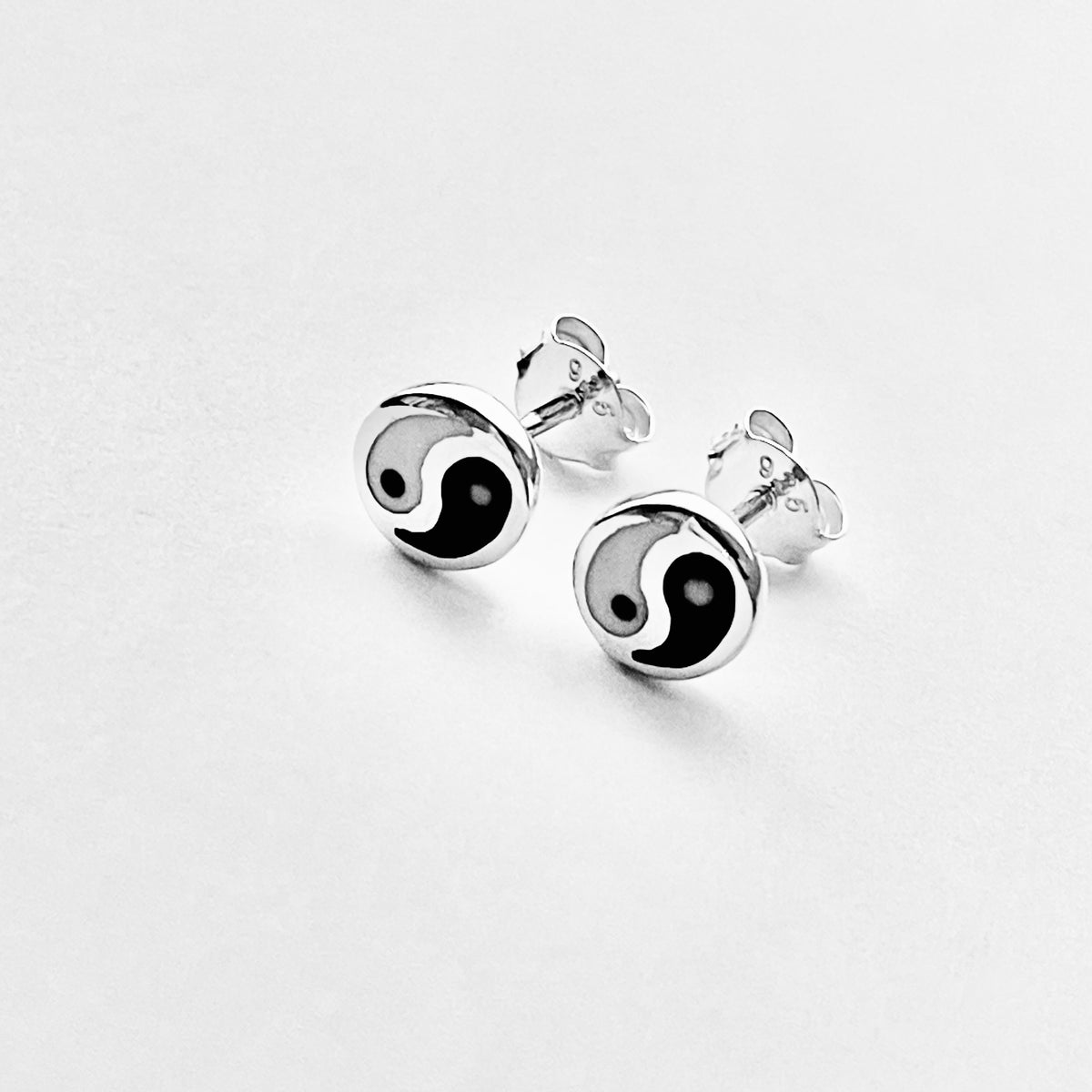 925 Sterling Silver Small Yin and Yang Stud Earrings | Dainty Zen Yoga Silver Earring