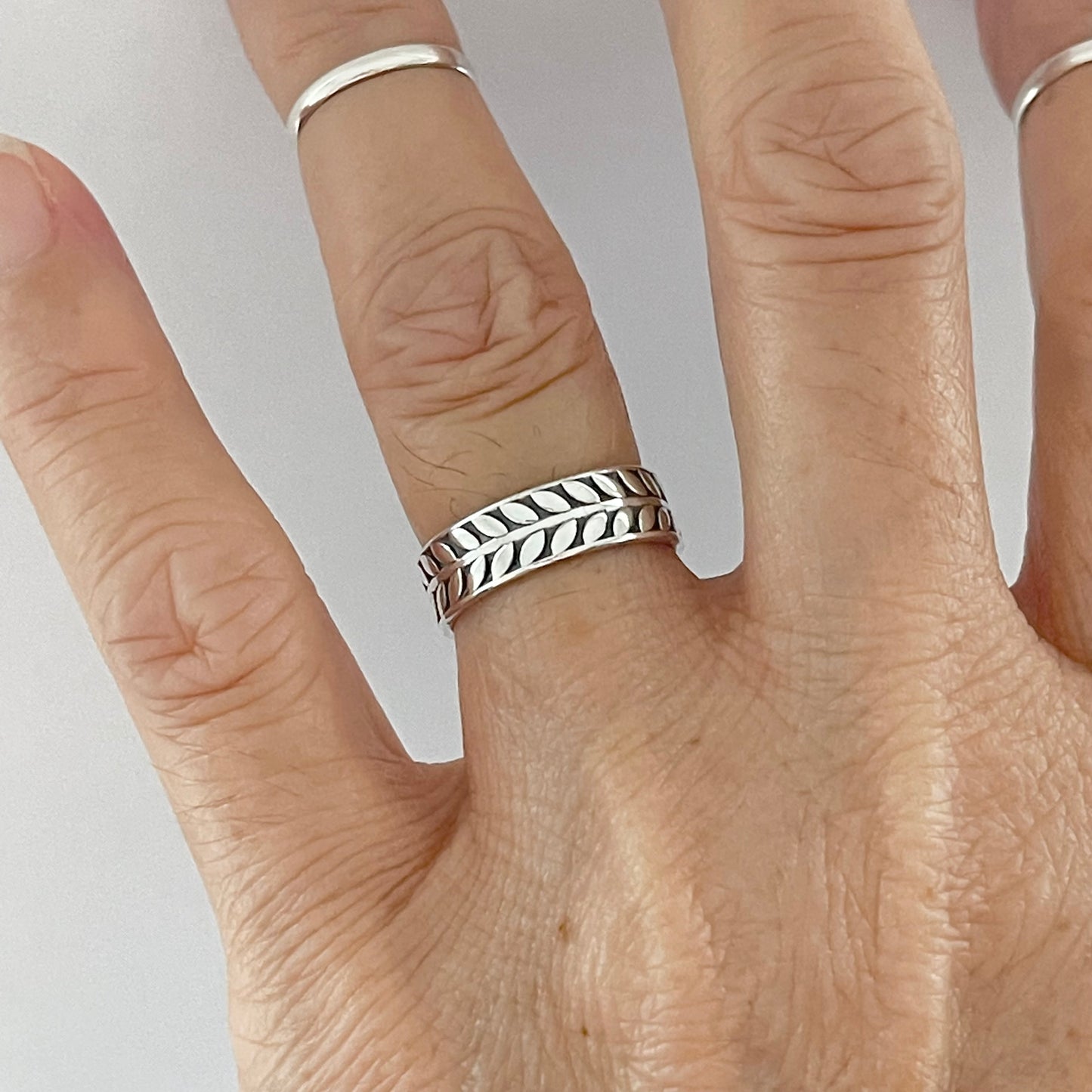 Sterling Silver Unisex Eternity Vines Band, Wedding bands, Tree Branch Ring, Silver Leaves Rings