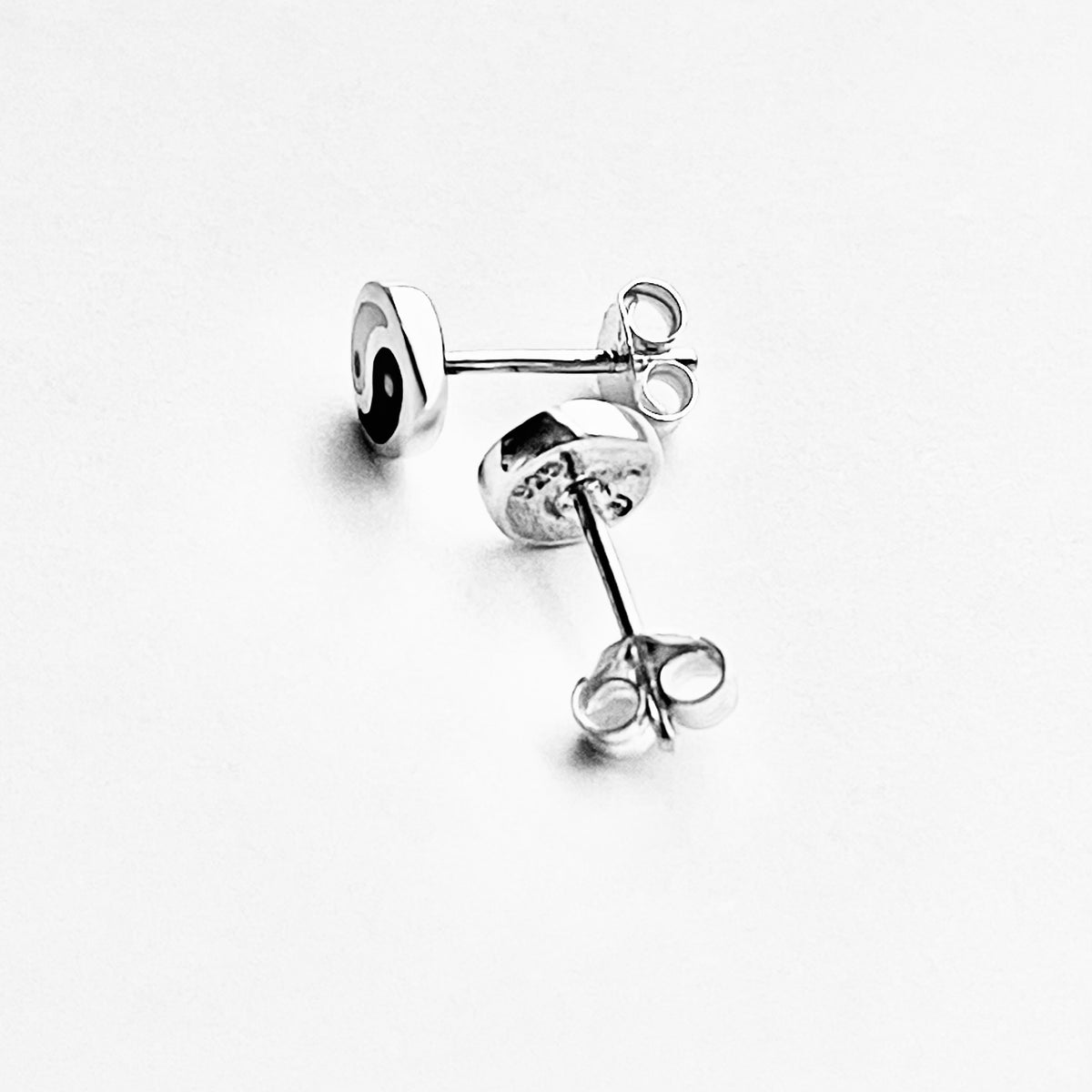 925 Sterling Silver Small Yin and Yang Stud Earrings | Dainty Zen Yoga Silver Earring