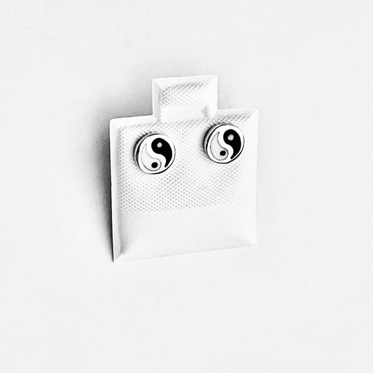 925 Sterling Silver Small Yin and Yang Stud Earrings | Dainty Zen Yoga Silver Earring