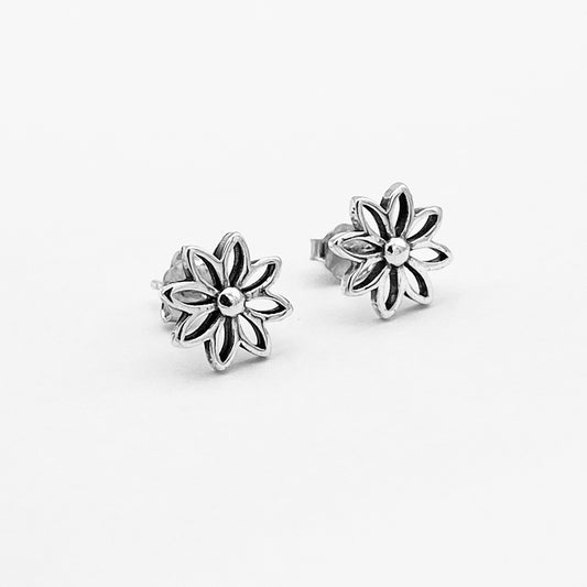 Sterling Silver Daisy Stud Earrings, Flower Earring, Floral Jewelry