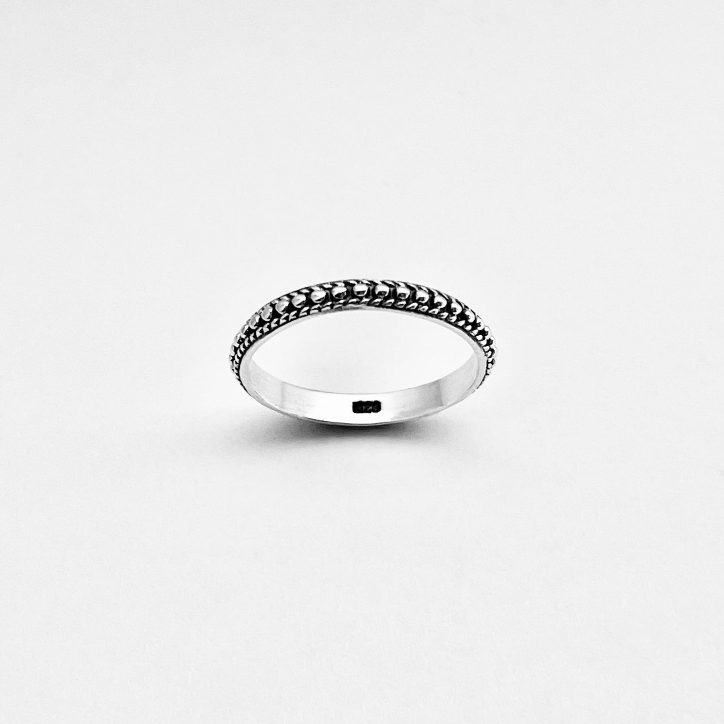 925 Sterling Silver Eternity Beaded Band Ring | Stackable Dainty Rings