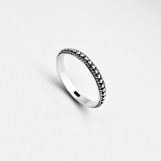 925 Sterling Silver Eternity Beaded Band Ring | Stackable Dainty Rings