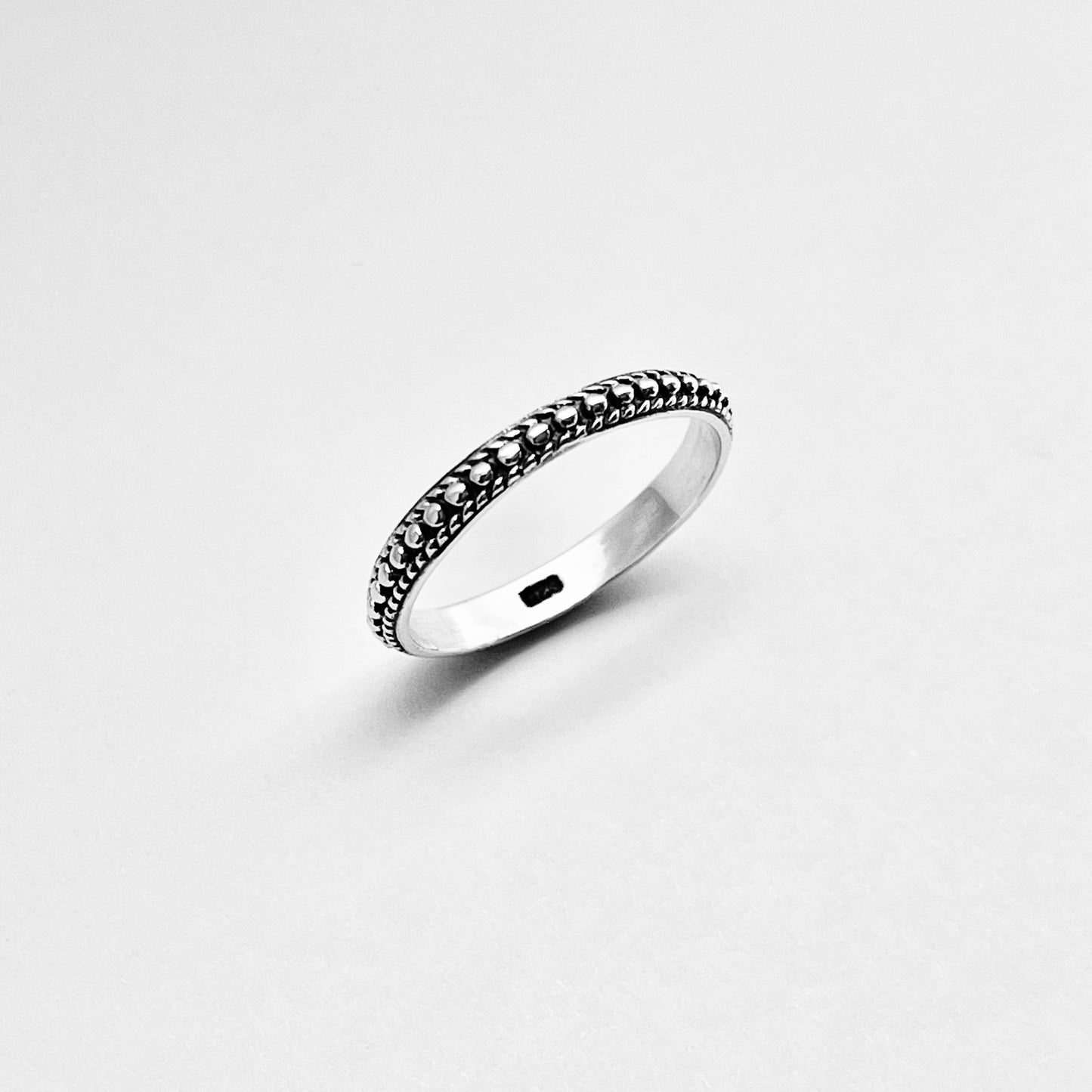 925 Sterling Silver Eternity Beaded Band Ring | Stackable Dainty Rings