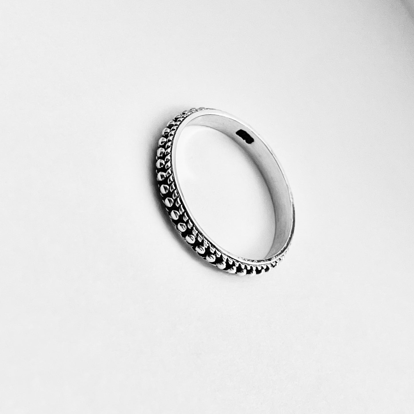 925 Sterling Silver Eternity Beaded Band Ring | Stackable Dainty Rings