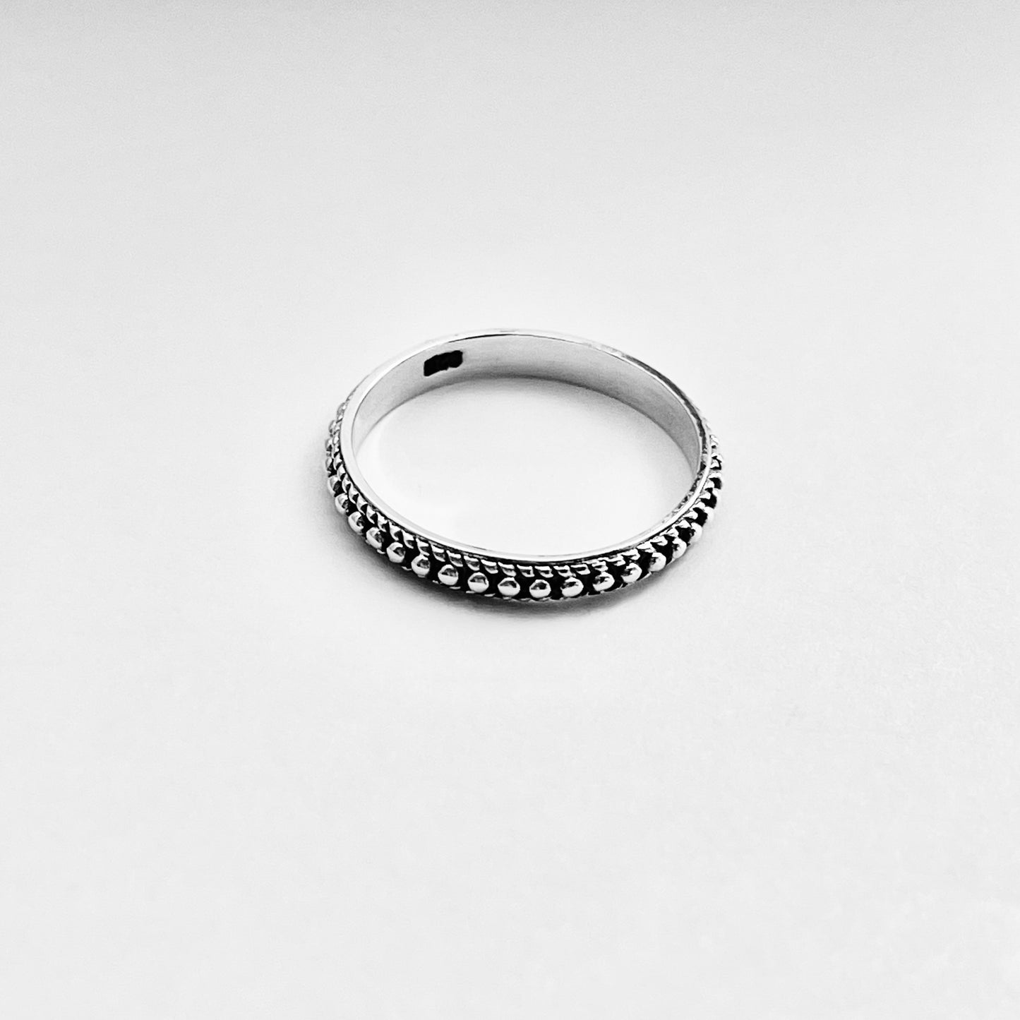 925 Sterling Silver Eternity Beaded Band Ring | Stackable Dainty Rings