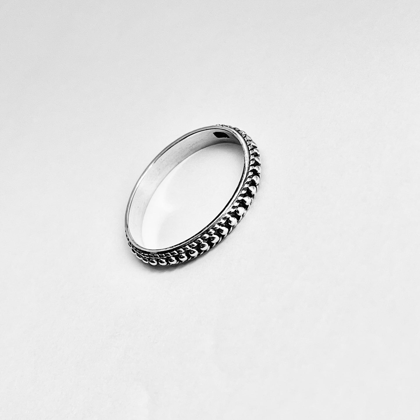 925 Sterling Silver Eternity Beaded Band Ring | Stackable Dainty Rings