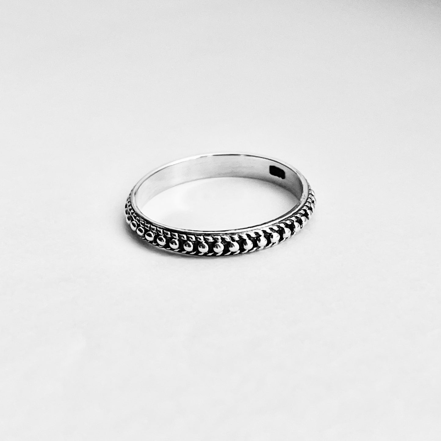 925 Sterling Silver Eternity Beaded Band Ring | Stackable Dainty Rings