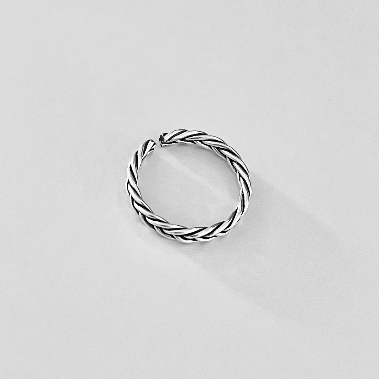 Sterling Silver Tight Braid Toe Ring, Minimalist Silver Ring, Silver Band