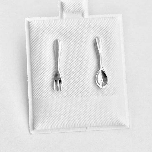 Sterling Silver Spoon and Fork Earrings, Utensils Silver Earring, Chefs Earring