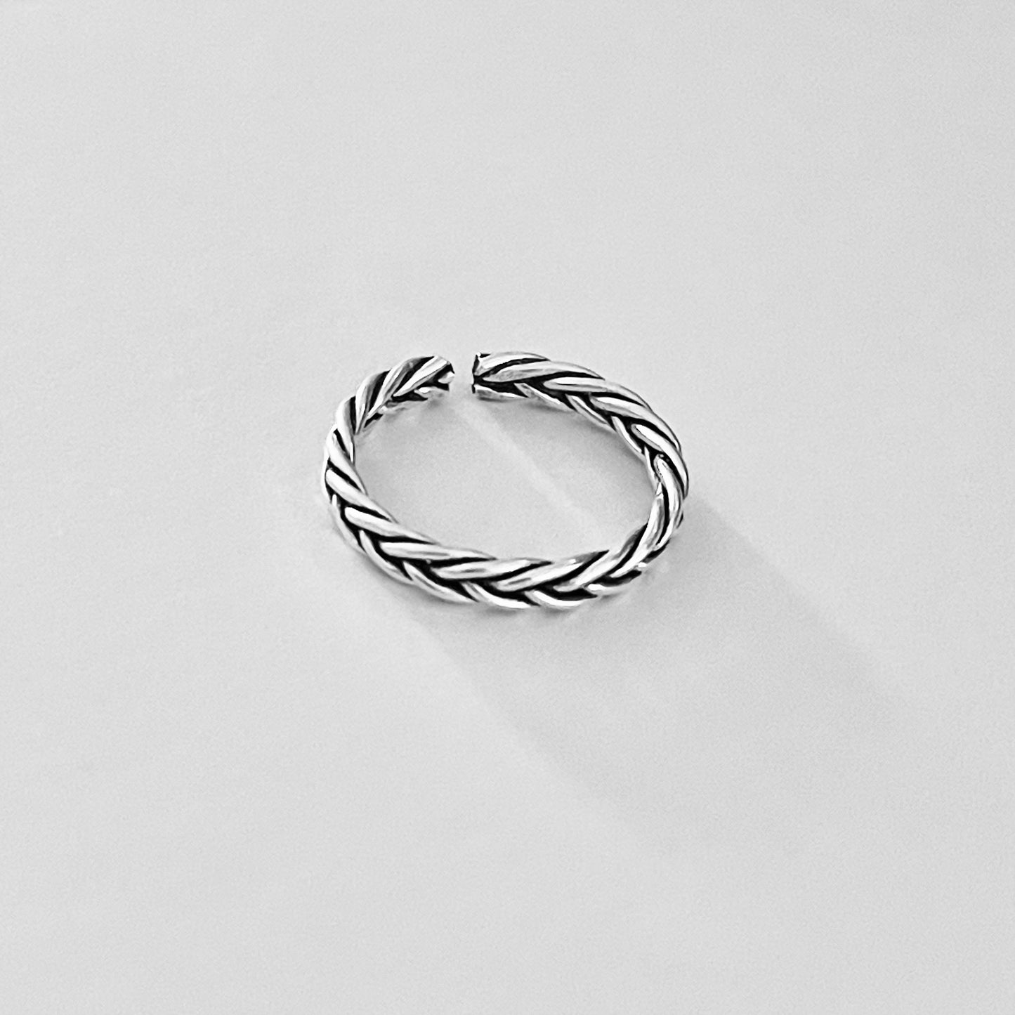 Sterling Silver Tight Braid Toe Ring, Minimalist Silver Ring, Silver Band