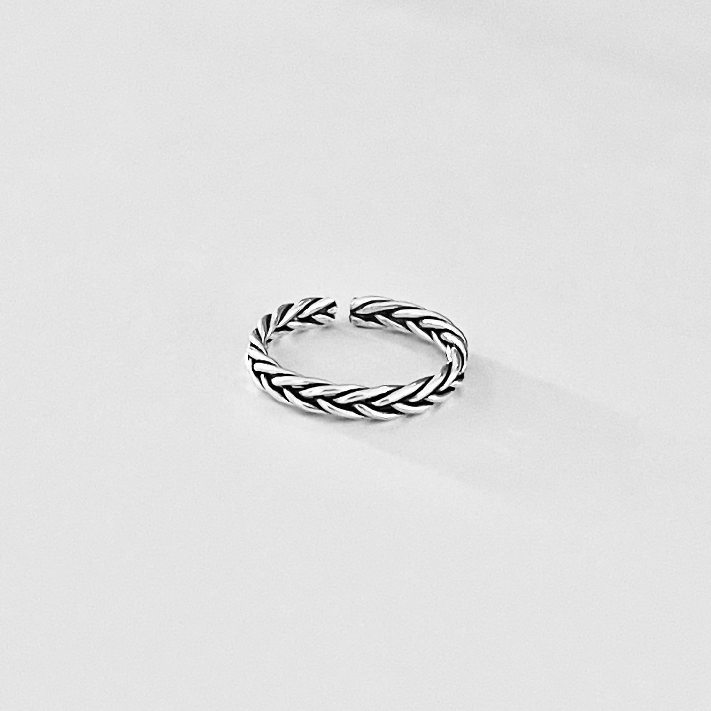 Sterling Silver Tight Braid Toe Ring, Minimalist Silver Ring, Silver Band