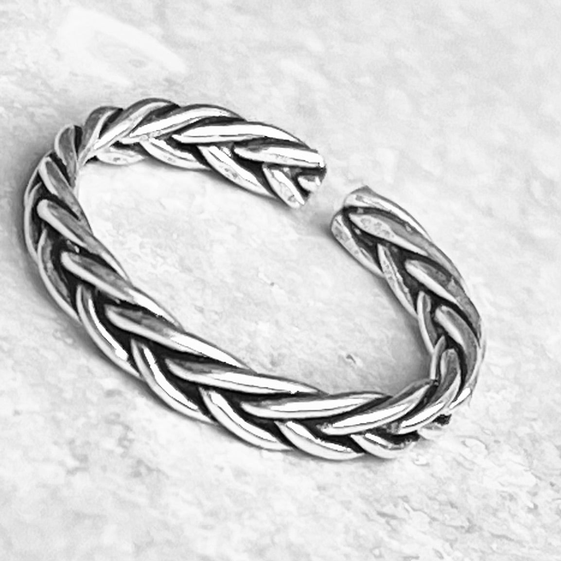 Sterling Silver Tight Braid Toe Ring, Minimalist Silver Ring, Silver Band