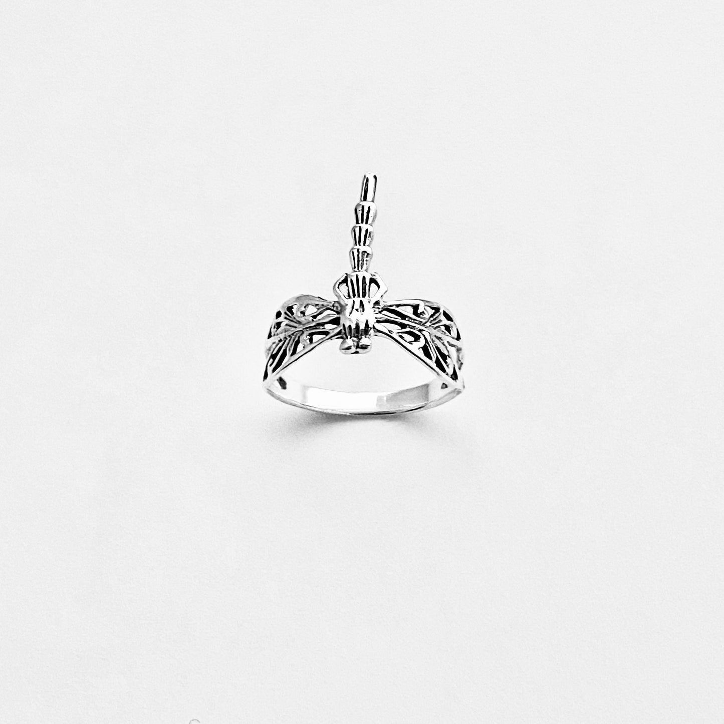 Sterling Silver Delicate Filigree Dragonfly Ring – Dainty Spirit Insect Bug Rings