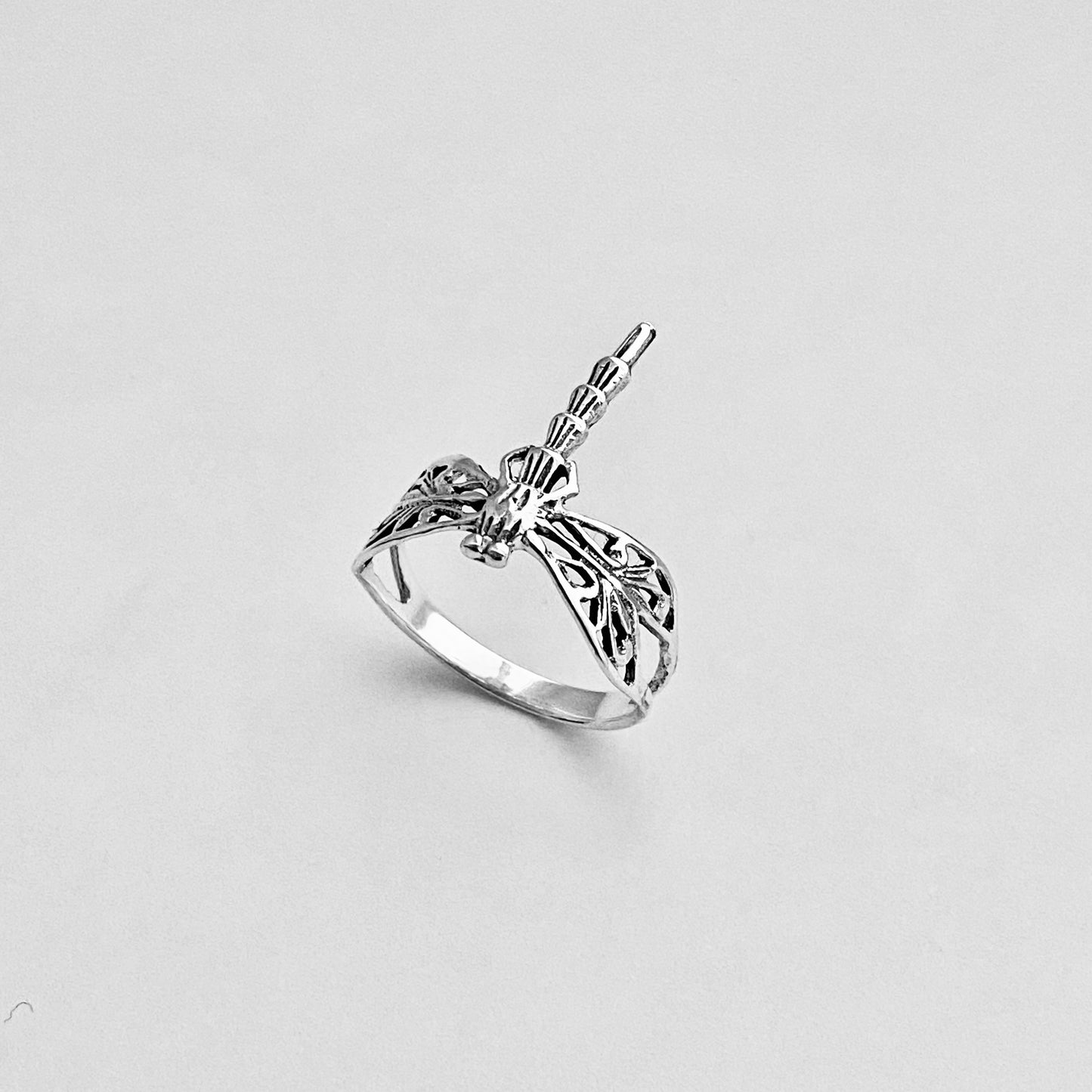 Sterling Silver Thin Filigree Dragonfly Ring, Spirit Silver Rings