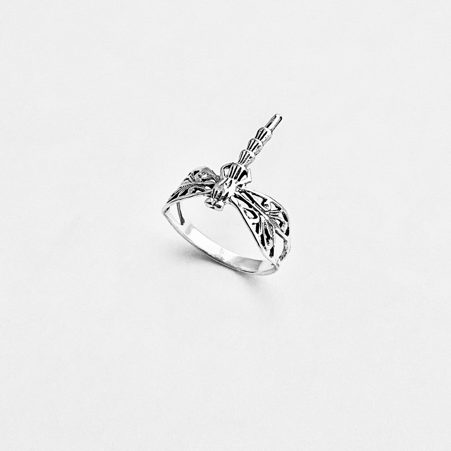 Sterling Silver Delicate Filigree Dragonfly Ring – Dainty Spirit Insect Bug Rings