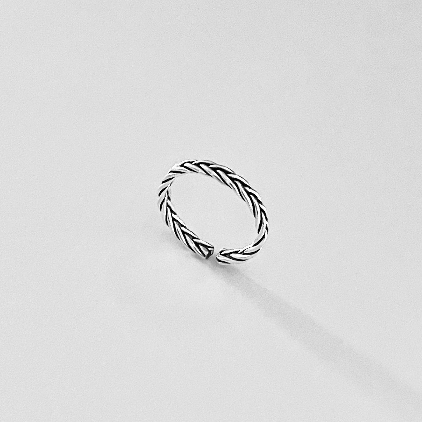 Sterling Silver Tight Braid Toe Ring, Minimalist Silver Ring, Silver Band