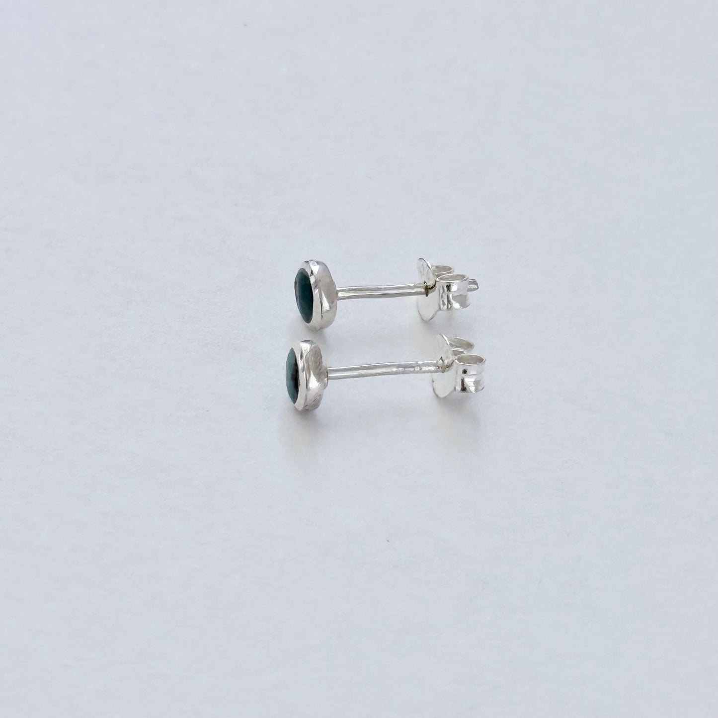 925 Sterling Silver Small Round Genuine Turquoise Stud Earrings | Stone & Dainty Jewelry