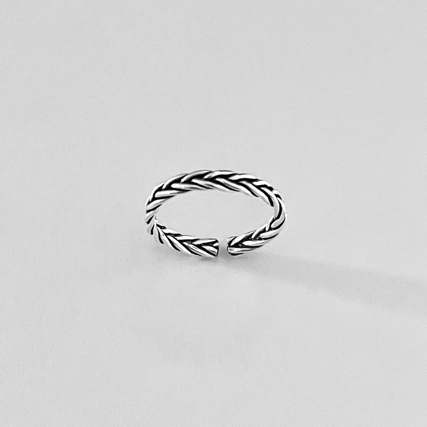 Sterling Silver Tight Braid Toe Ring, Minimalist Silver Ring, Silver Band