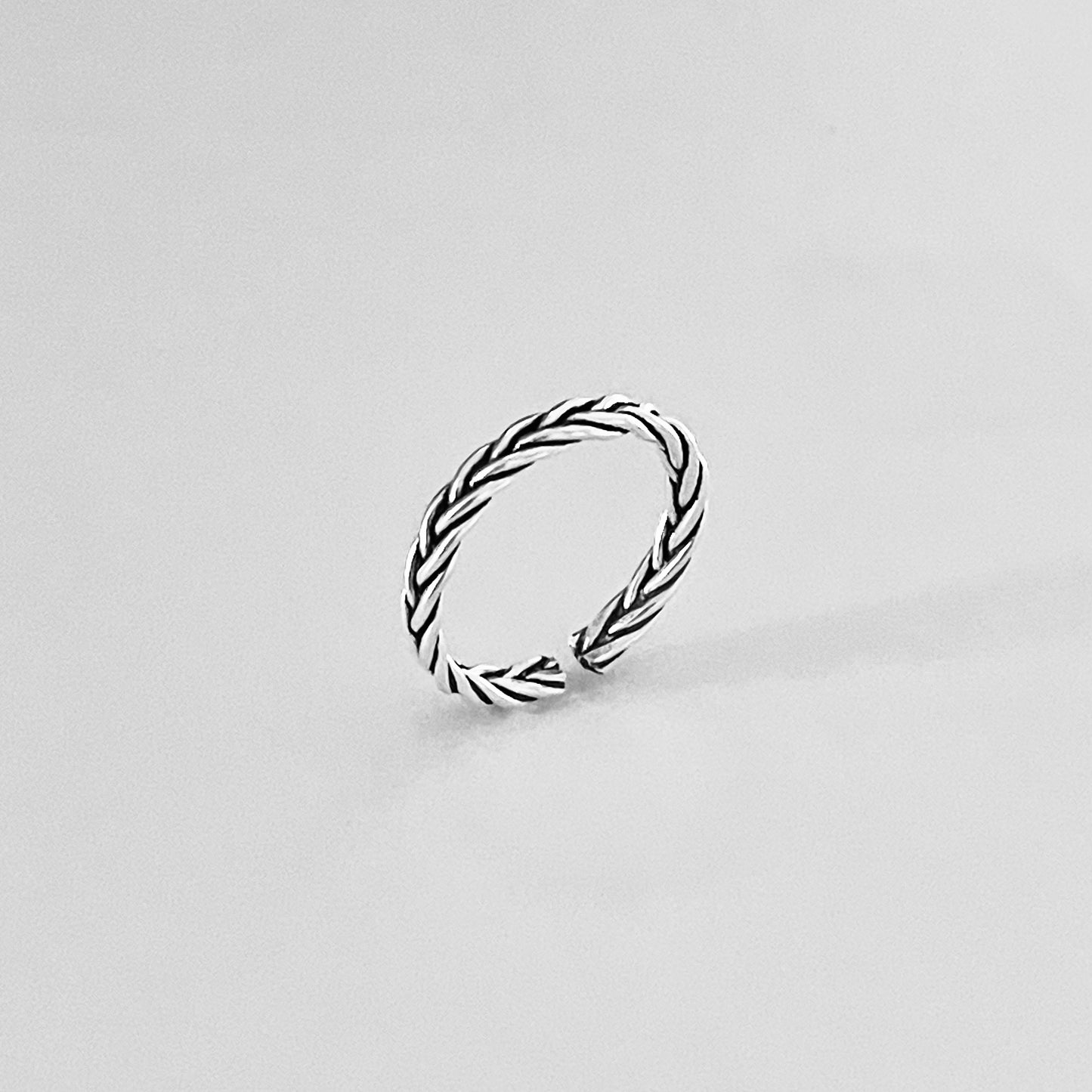 Sterling Silver Tight Braid Toe Ring, Minimalist Silver Ring, Silver Band