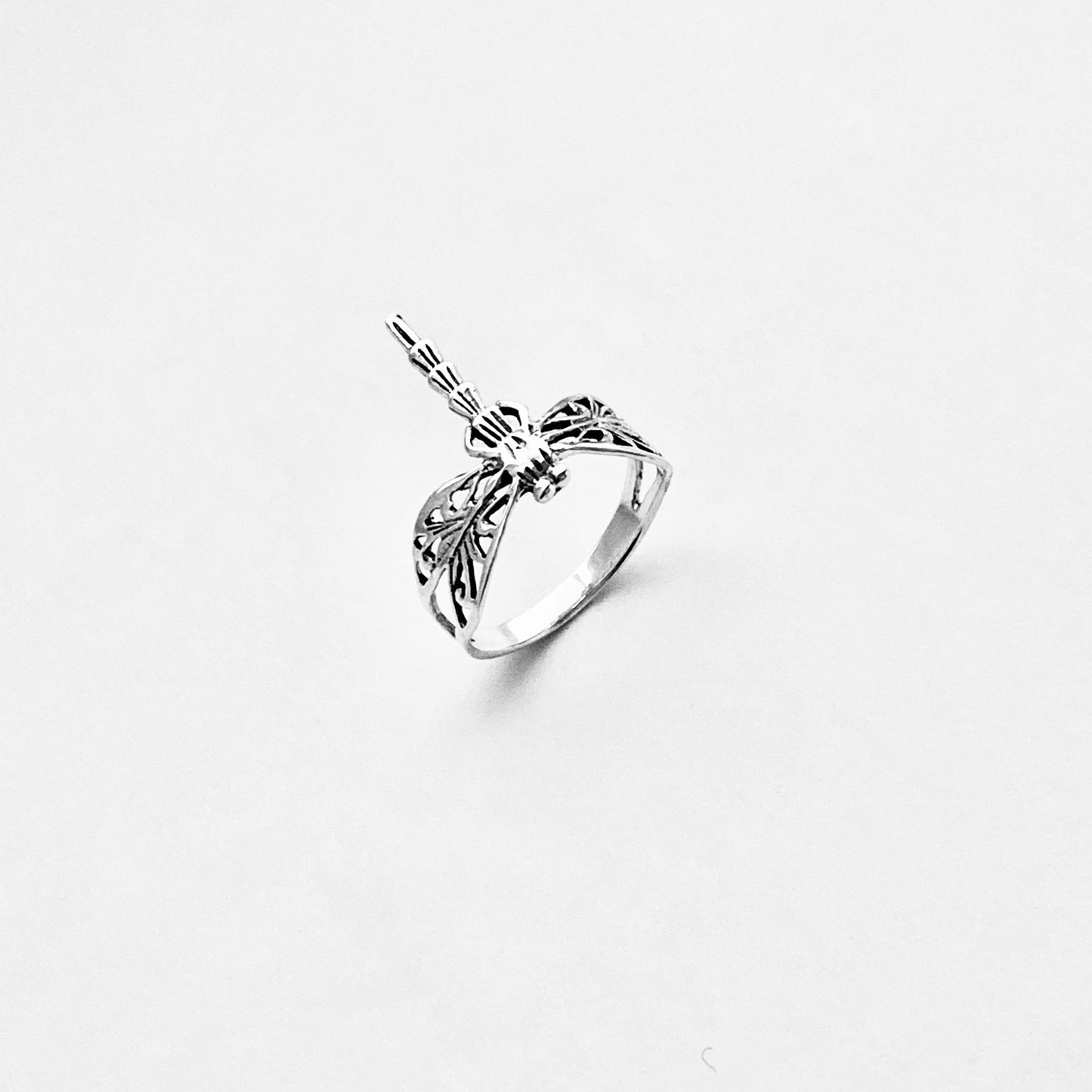 Sterling Silver Delicate Filigree Dragonfly Ring – Dainty Spirit Insect Bug Rings