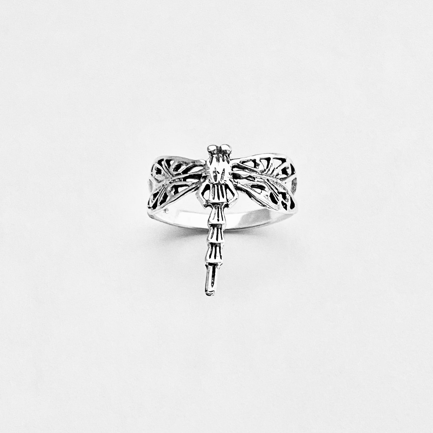 Sterling Silver Delicate Filigree Dragonfly Ring – Dainty Spirit Insect Bug Rings