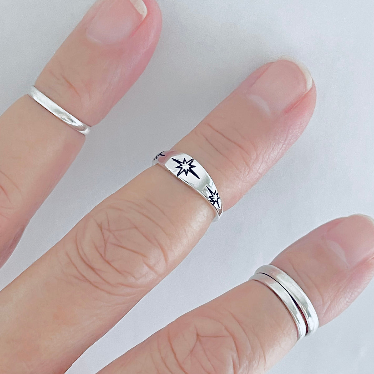 925 Sterling Silver Twinkle Star Toe Ring | Celestial Midi Pinky Silver Rings