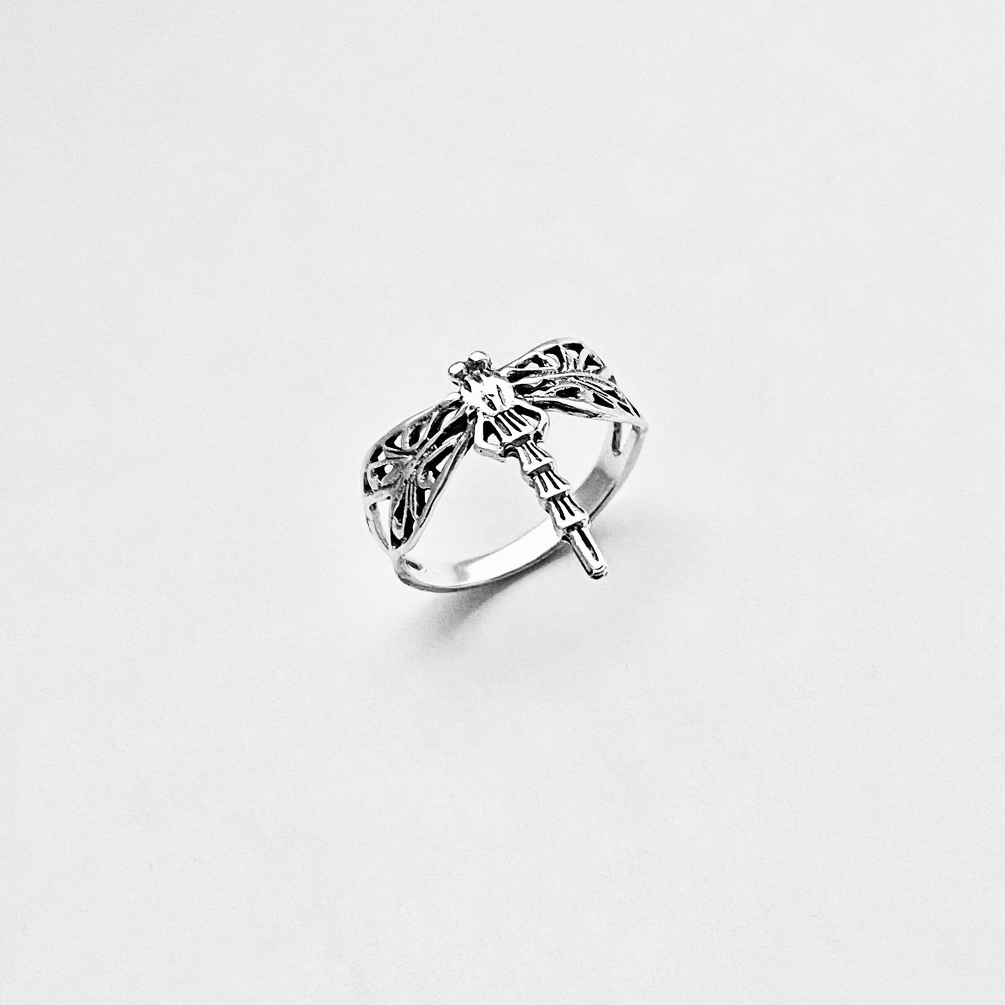 Sterling Silver Delicate Filigree Dragonfly Ring – Dainty Spirit Insect Bug Rings