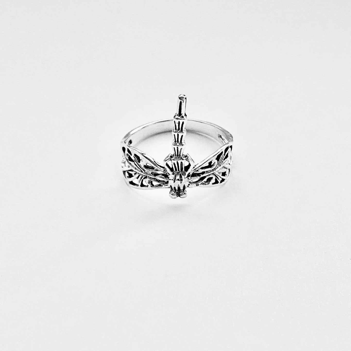 Sterling Silver Delicate Filigree Dragonfly Ring – Dainty Spirit Insect Bug Rings