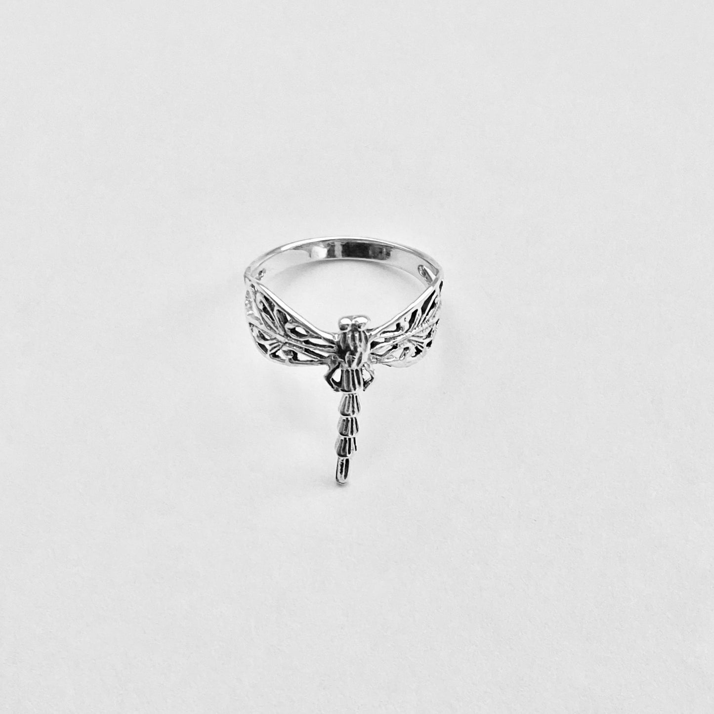 Sterling Silver Thin Filigree Dragonfly Ring, Spirit Silver Rings