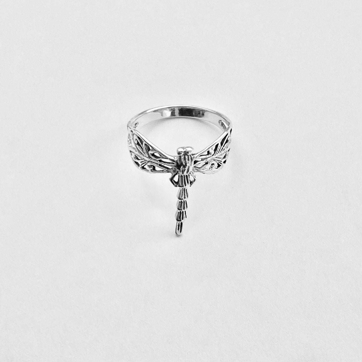 Sterling Silver Delicate Filigree Dragonfly Ring – Dainty Spirit Insect Bug Rings