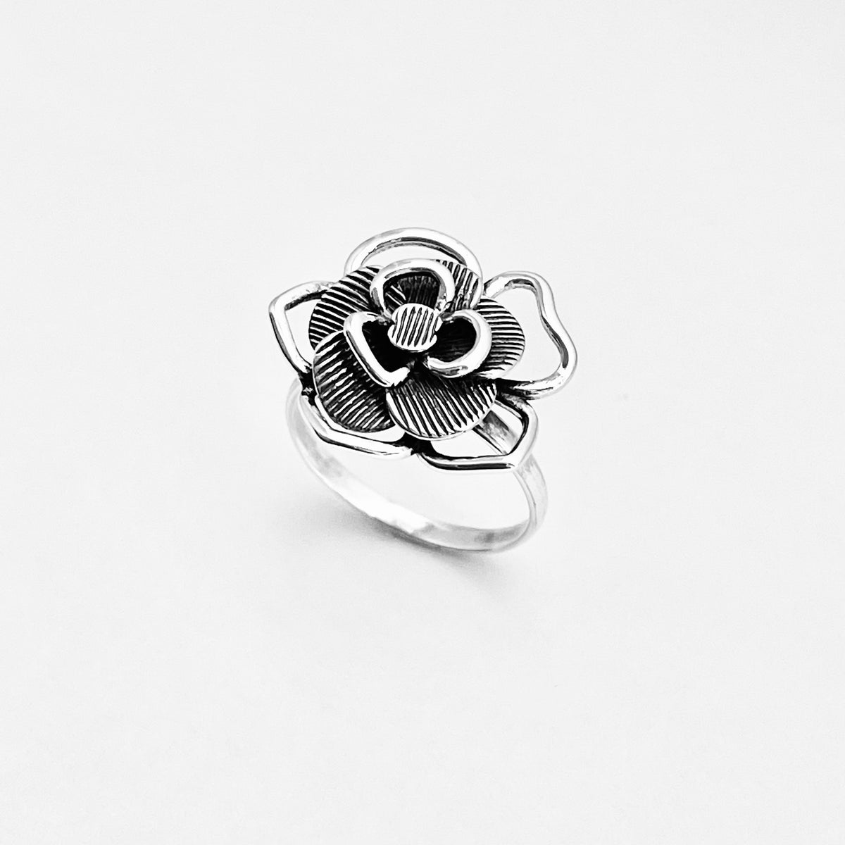 925 Sterling Silver Statement Boho Flower Ring – Delicate Floral Silver Rings
