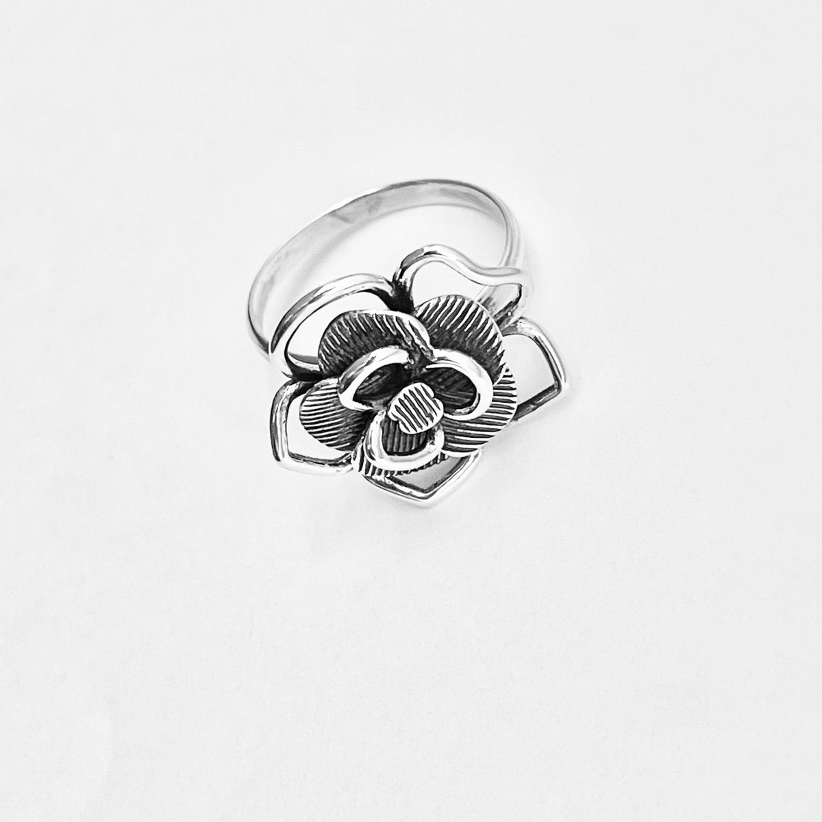 925 Sterling Silver Statement Boho Flower Ring – Delicate Floral Silver Rings