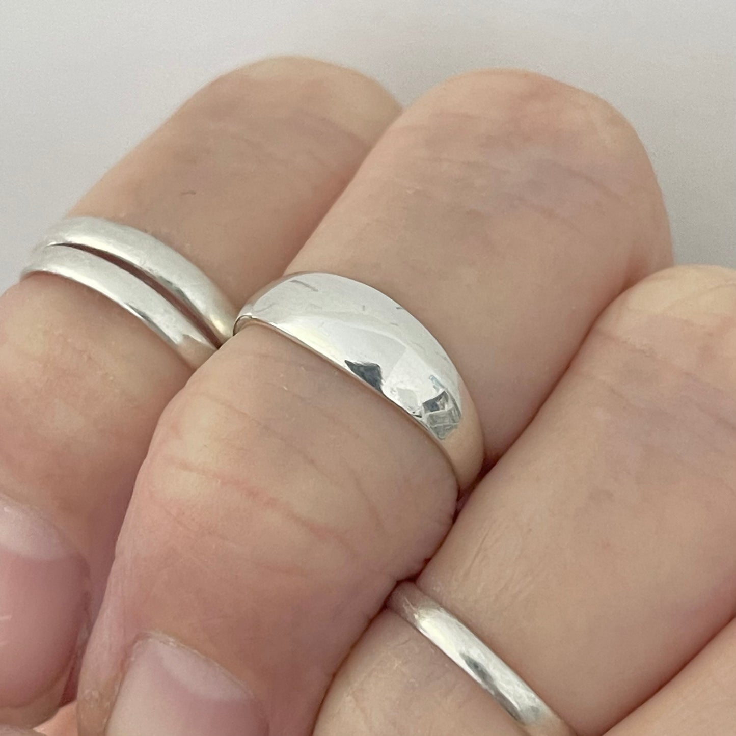 Sterling Silver Thin Dome Band Toe Ring, Adjustable Silver Rings