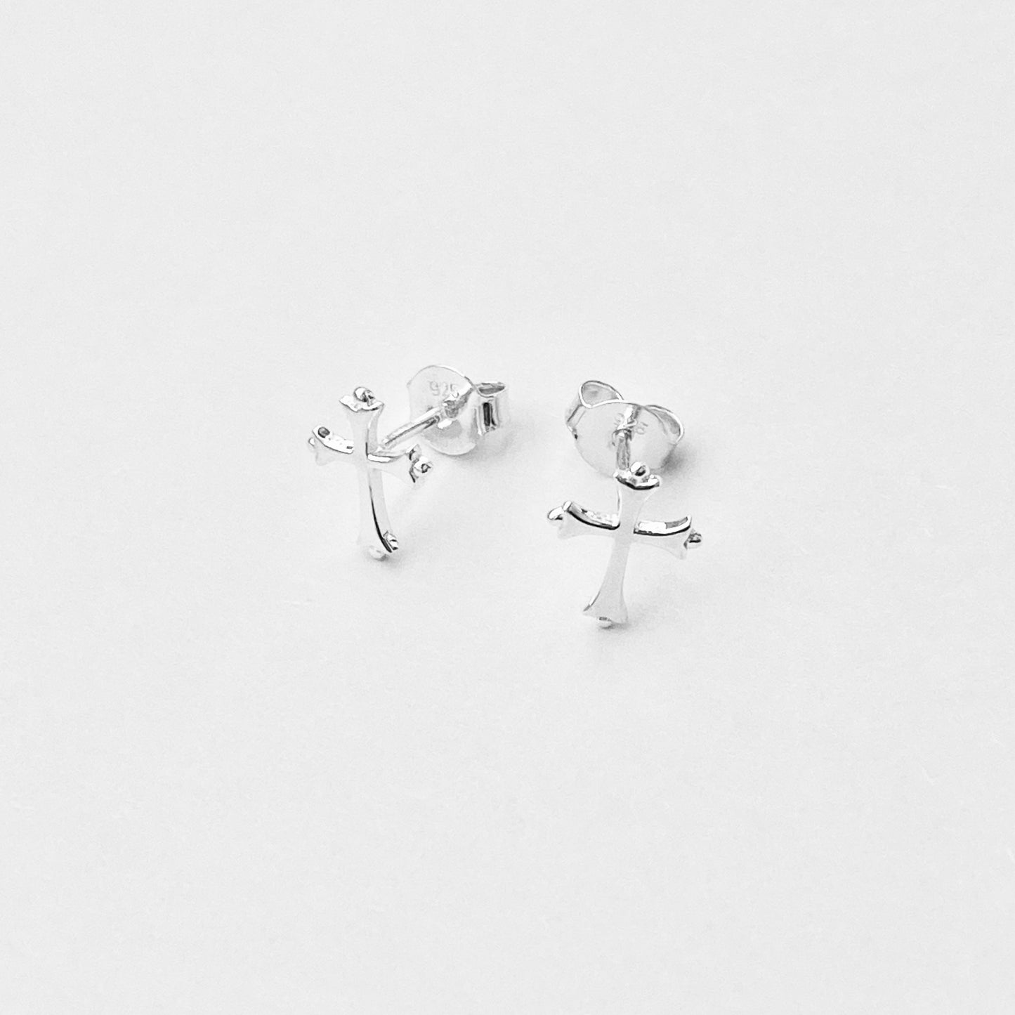 925 Sterling Silver Unisex Cross Stud Earrings | Religious & Protection Earring