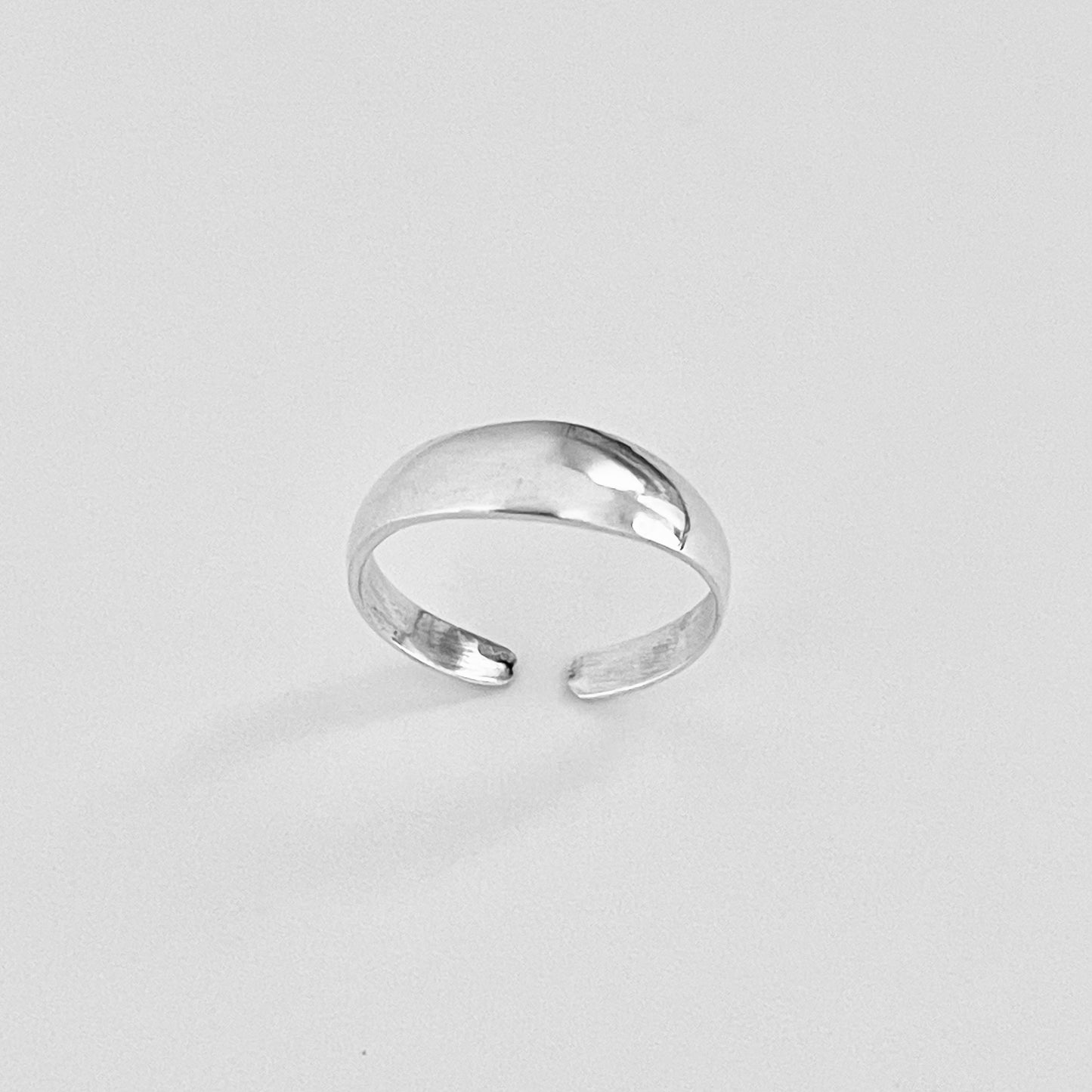 Sterling Silver Thin Dome Band Toe Ring, Adjustable Silver Rings