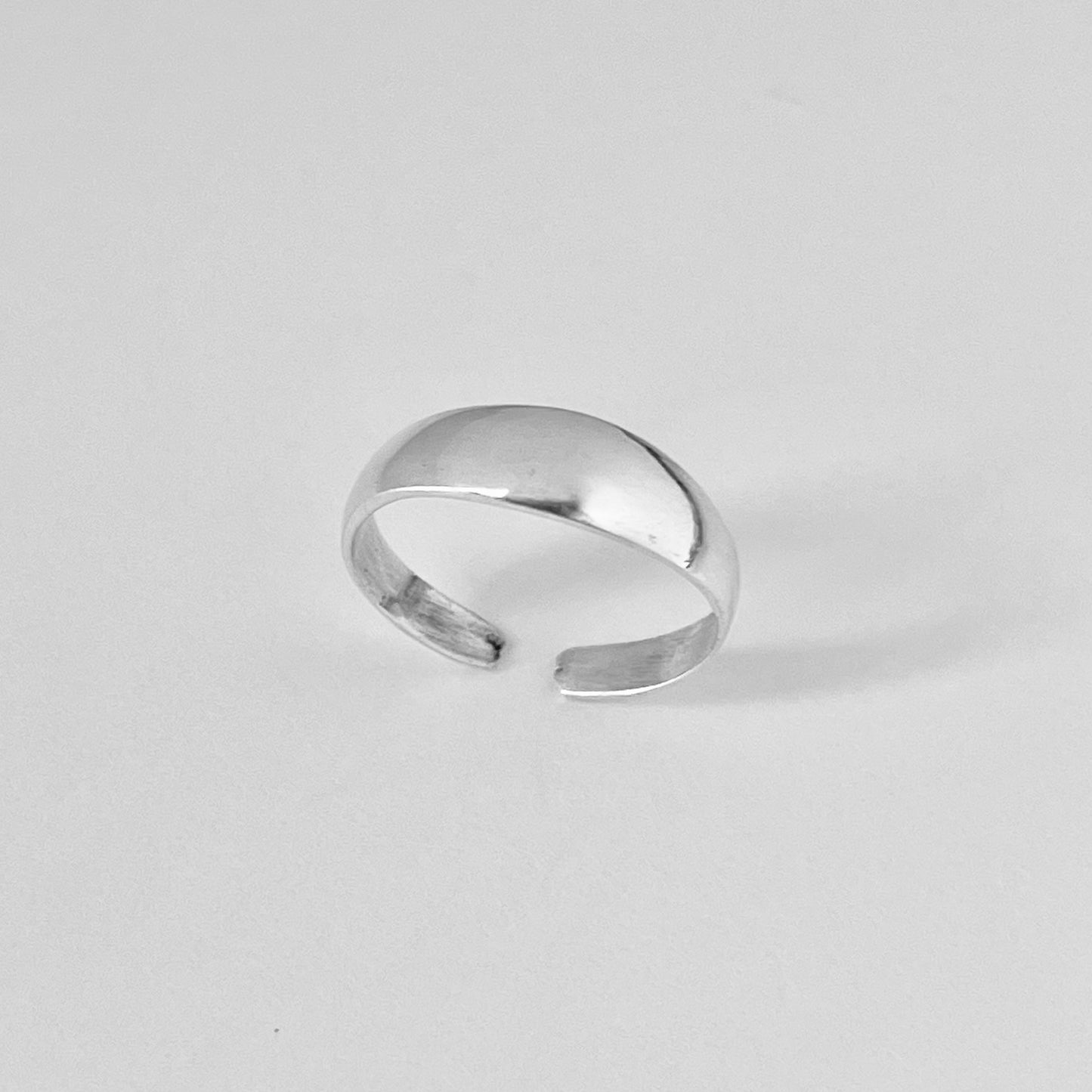 Sterling Silver Thin Dome Band Toe Ring, Adjustable Silver Rings