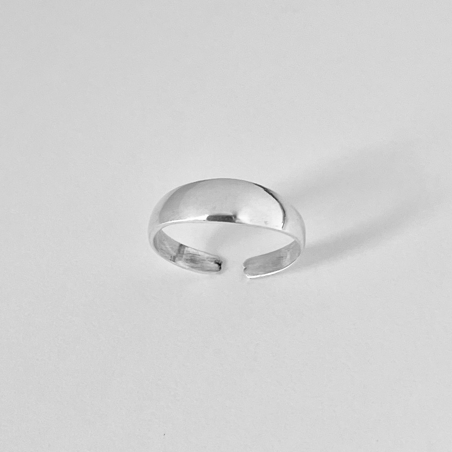 Sterling Silver Thin Dome Band Toe Ring, Adjustable Silver Rings