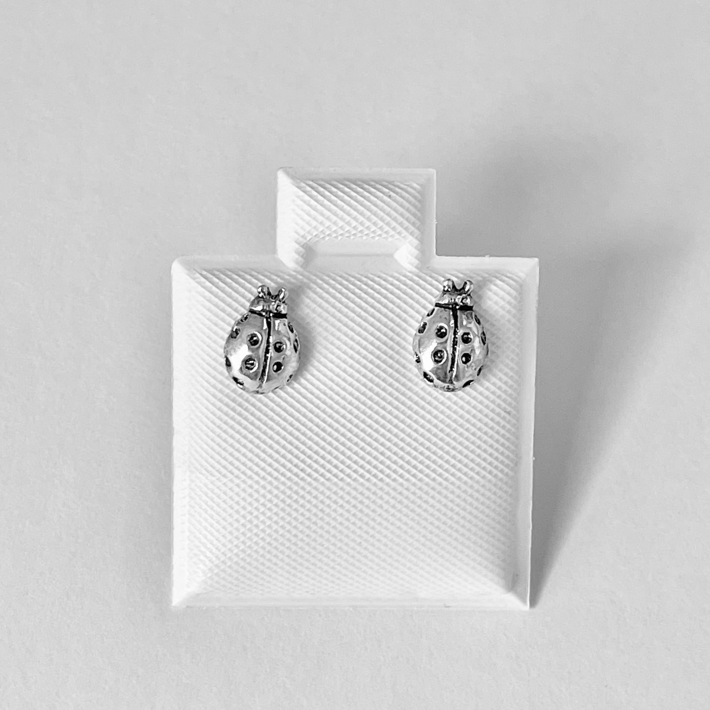 925 Sterling Silver Small Dainty Ladybug Stud Earrings | Good Luck Insect Bug Silver Earrings