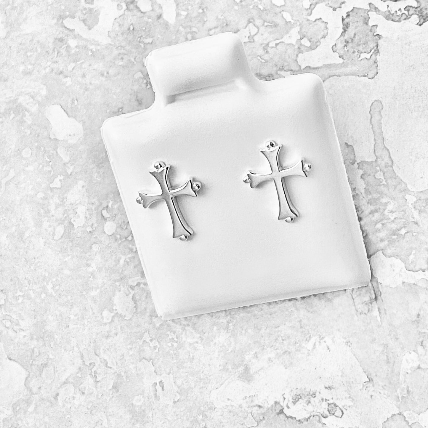 925 Sterling Silver Unisex Cross Stud Earrings | Religious & Protection Earring