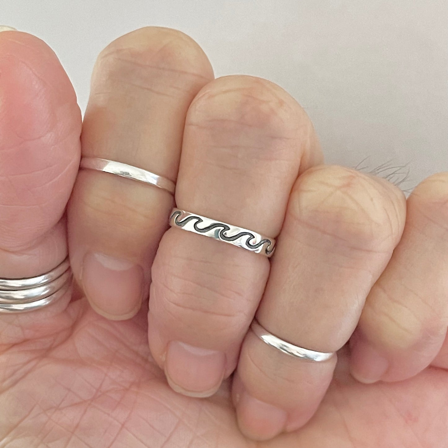 Sterling Silver Eternity Wave Band Toe Ring, Ocean Silver Ring, Surfer Ring