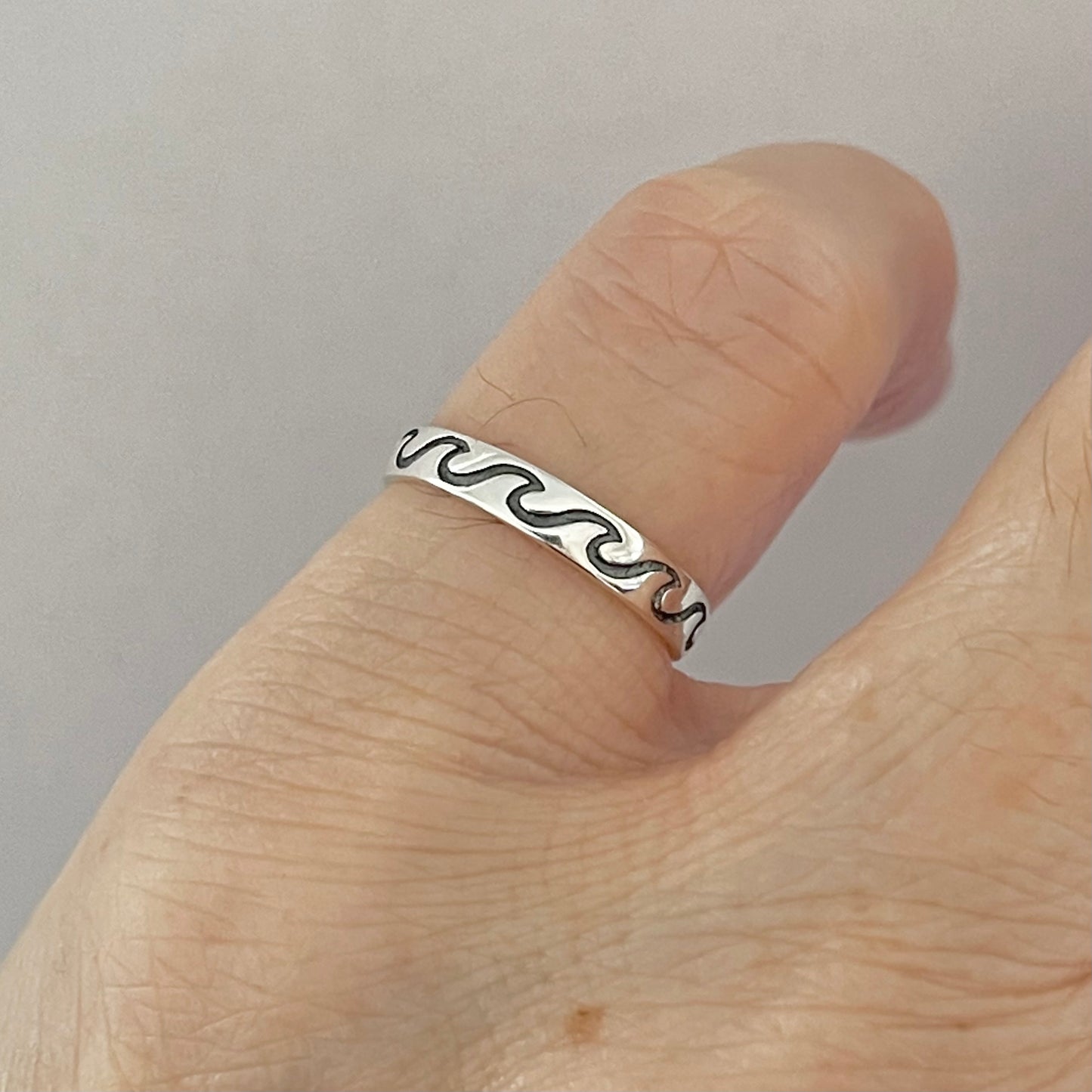 Sterling Silver Eternity Wave Band Toe Ring, Ocean Silver Ring, Surfer Ring