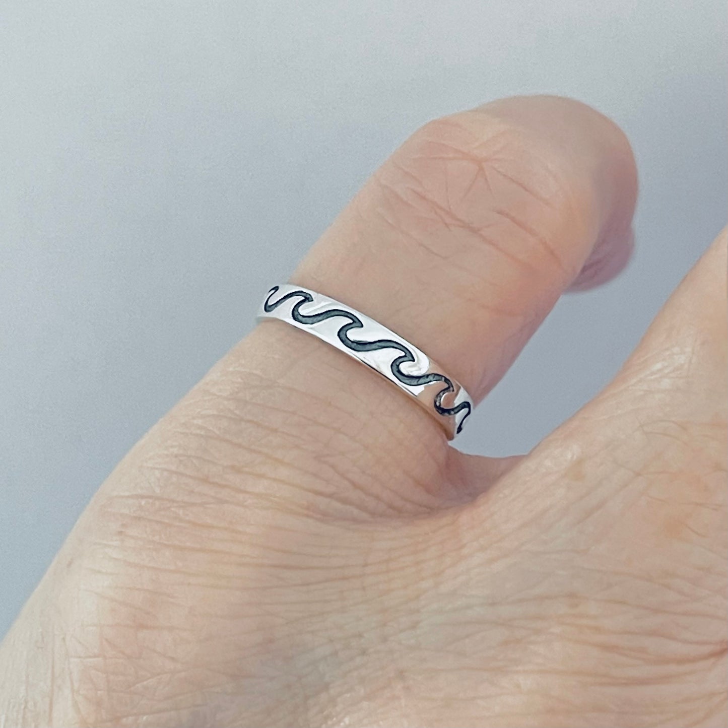 925 Sterling Silver Eternity Wave Band Toe Ring – Adjustable Ocean Silver Ring, Dainty Beach Jewelry