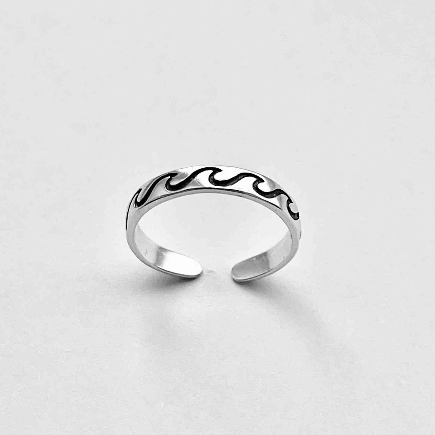 Sterling Silver Eternity Wave Band Toe Ring, Ocean Silver Ring, Surfer Ring