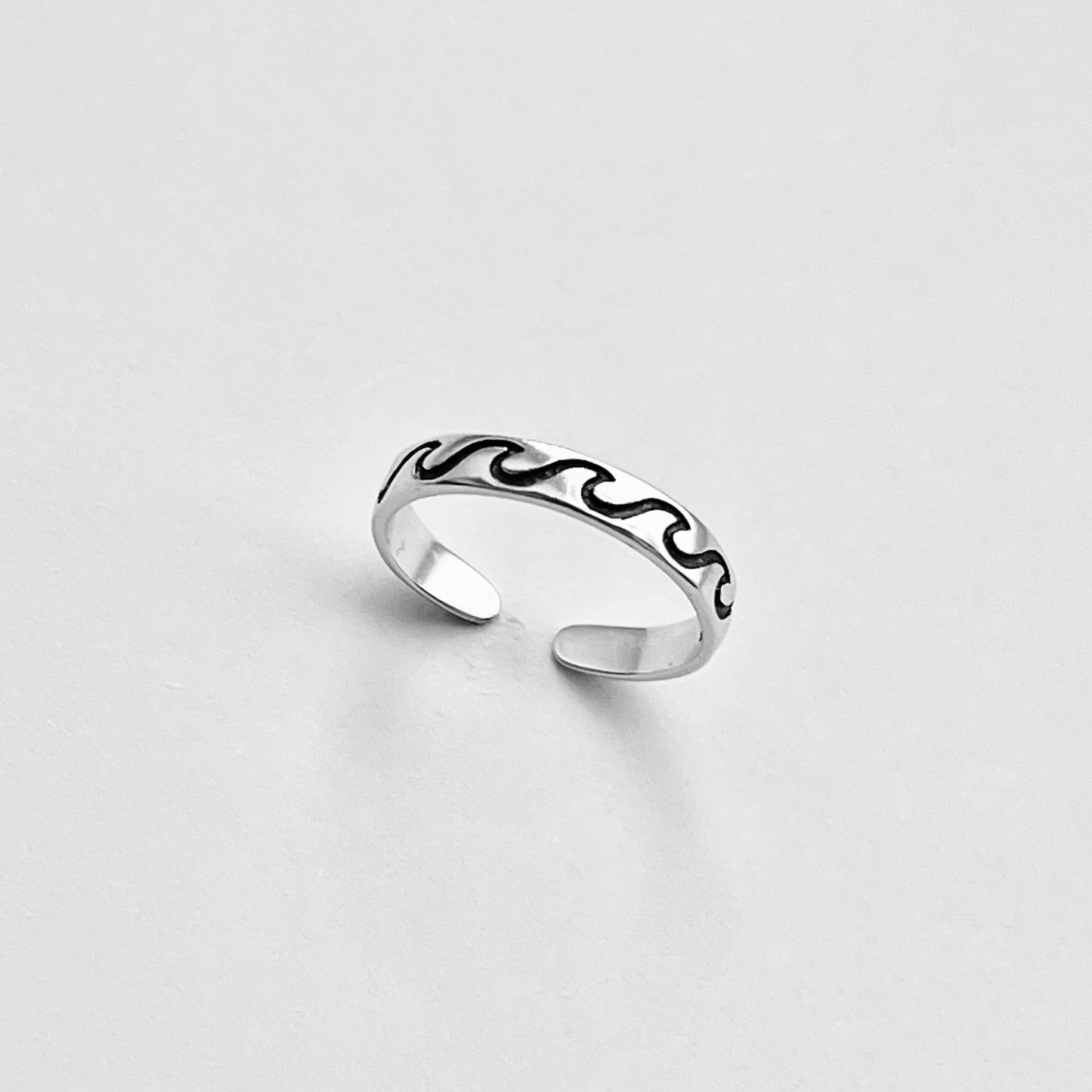 Sterling Silver Eternity Wave Band Toe Ring, Ocean Silver Ring, Surfer Ring