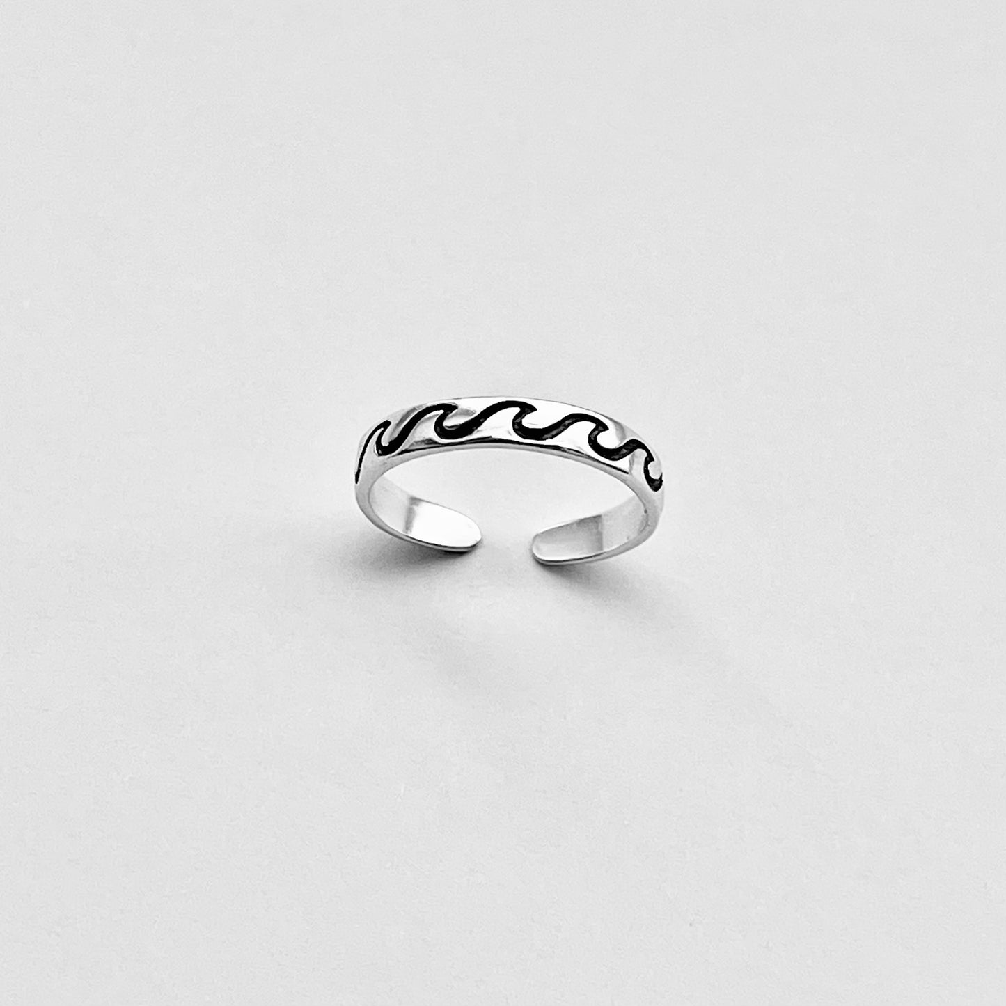 925 Sterling Silver Eternity Wave Band Toe Ring – Adjustable Ocean Silver Ring, Dainty Beach Jewelry