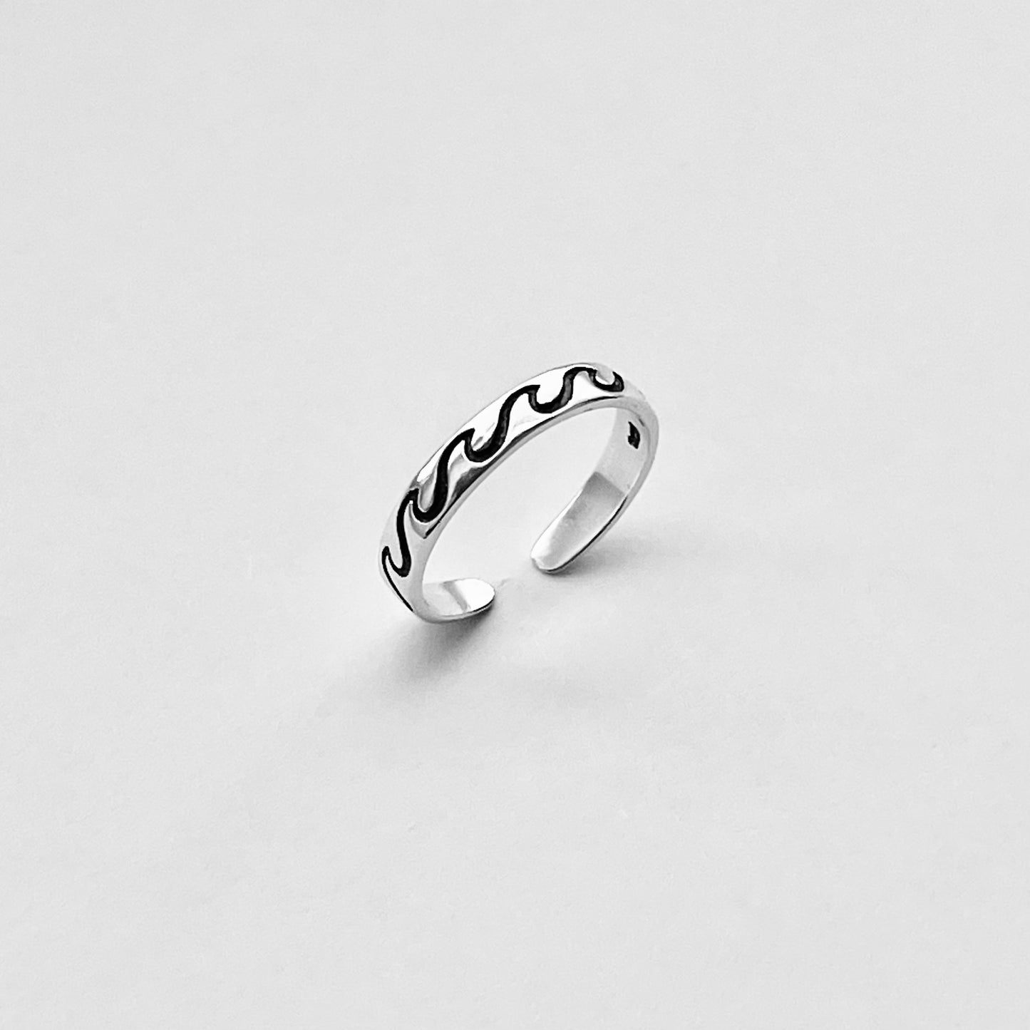 Sterling Silver Eternity Wave Band Toe Ring, Ocean Silver Ring, Surfer Ring