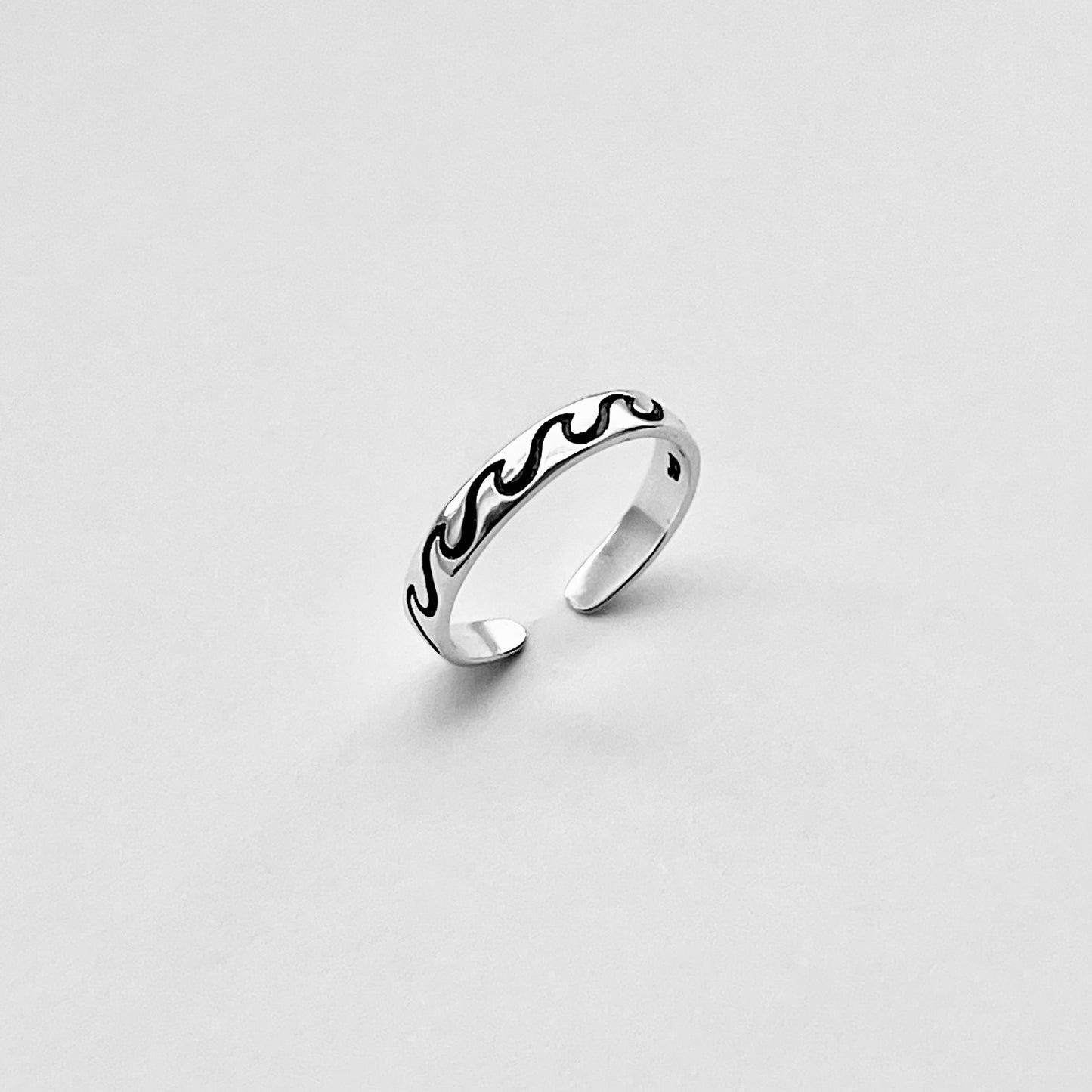925 Sterling Silver Eternity Wave Band Toe Ring – Adjustable Ocean Silver Ring, Dainty Beach Jewelry