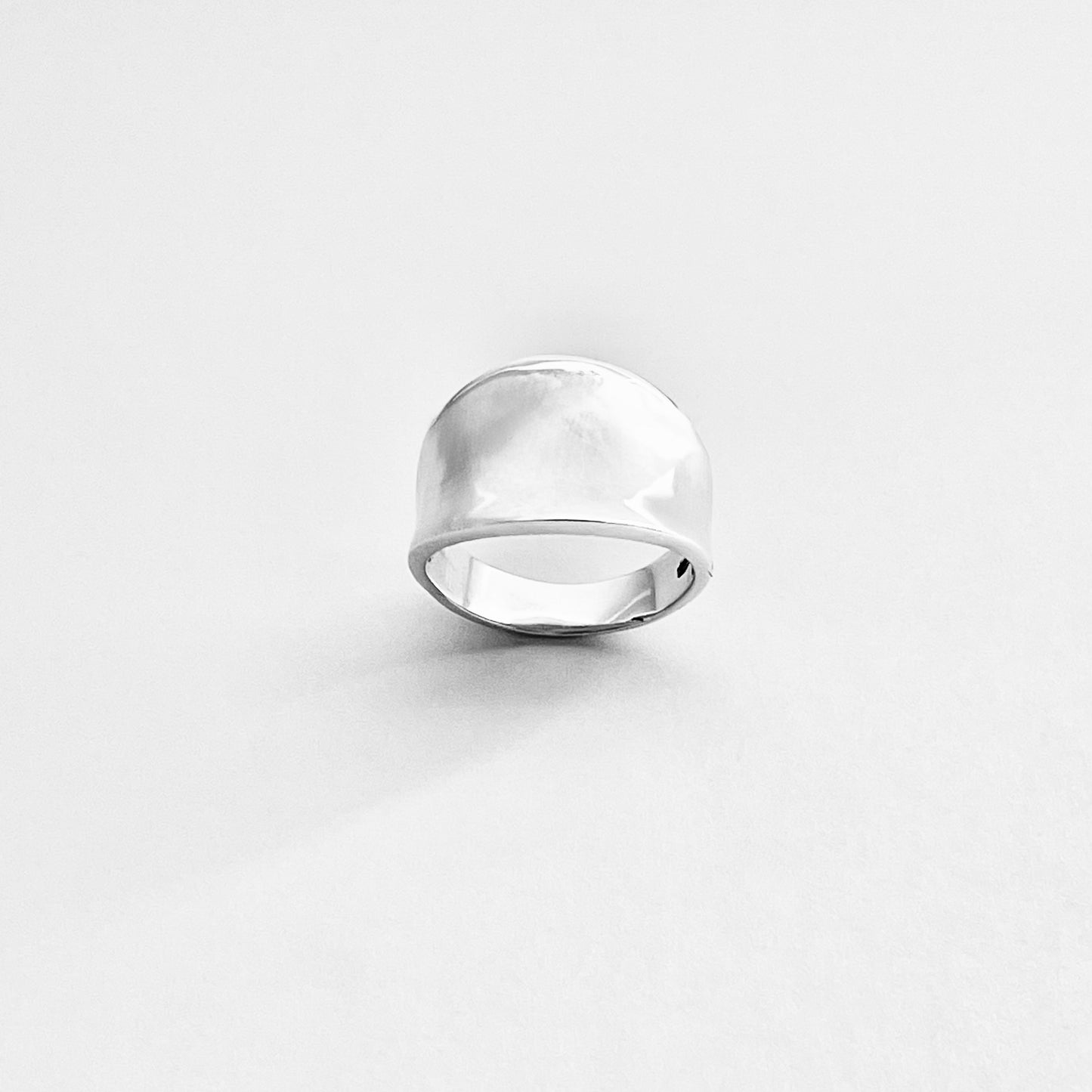 Sterling Silver Concave Band Ring – Wide Boho Statement Silver Rings